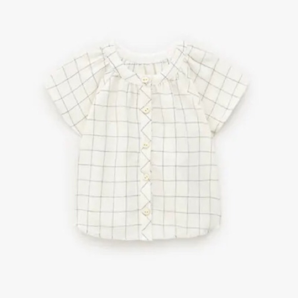 ZARA White & Black Plaid Blouse (9-12 months)